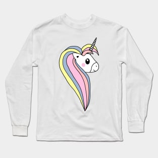 Cute Colorful Pink Unicorn Head with Pretty Mane Long Sleeve T-Shirt